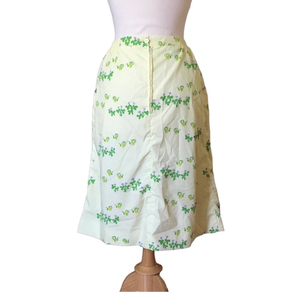 Vintage 70’s The Vested Gentress Yellow Floral Lined Skirt - Picture 3 of 12